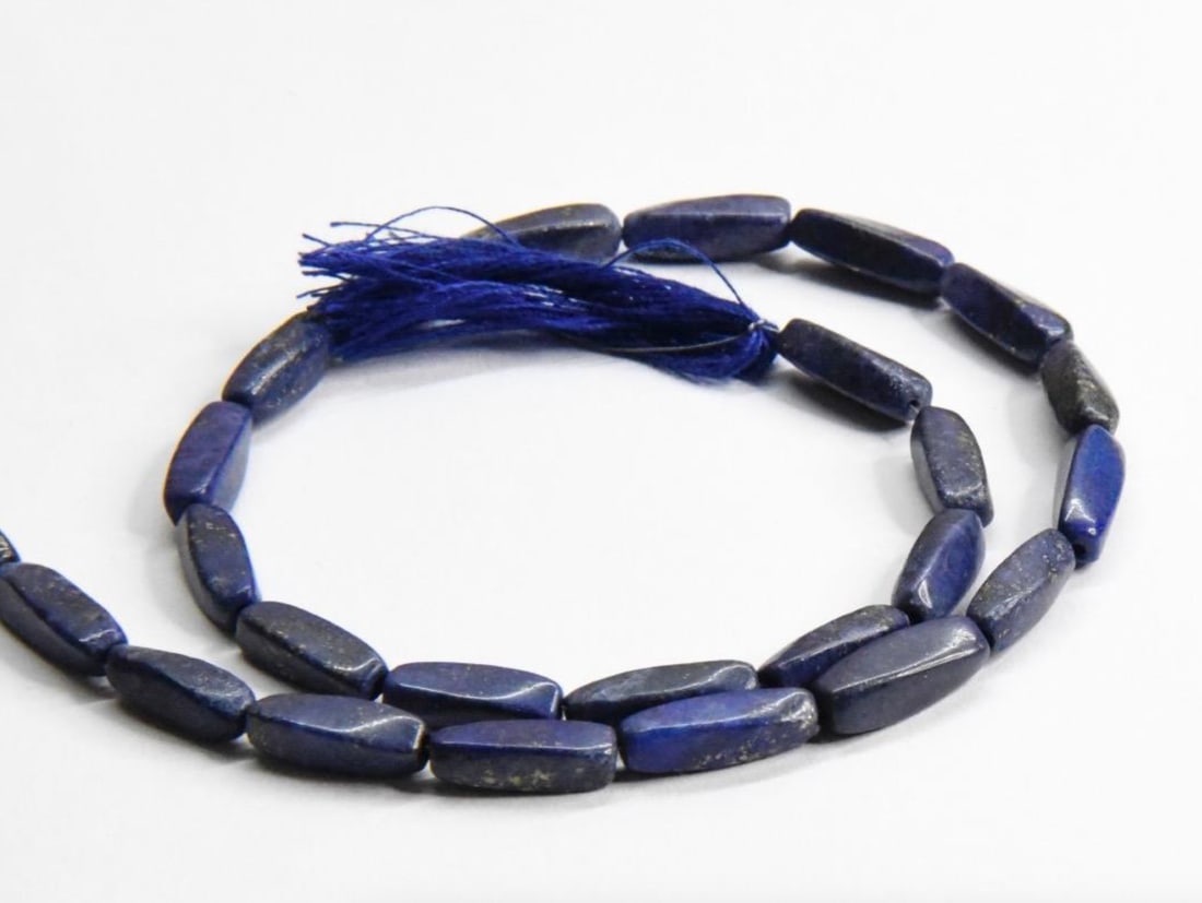 NATURAL LAPIS BEADS TWISTED 4X12 - 4X14 MM, 13" STRAND (1 of 2)
