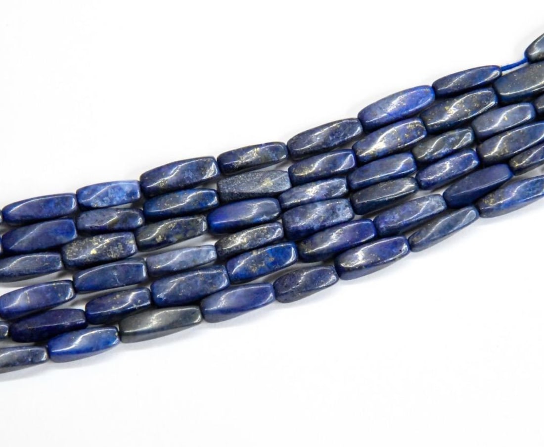 NATURAL LAPIS BEADS TWISTED 3X12 - 5X13 MM, 13" STRAND (3 LINES) (1 of 2)
