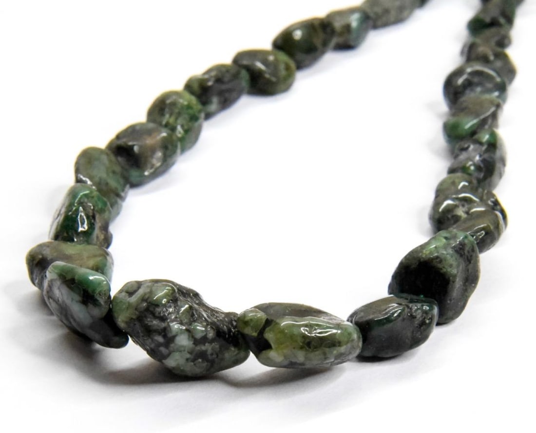 NATURAL EMERALD BEADS TUMBLE 7X12 - 18X20 MM, 14'' STRAND (1 of 2)
