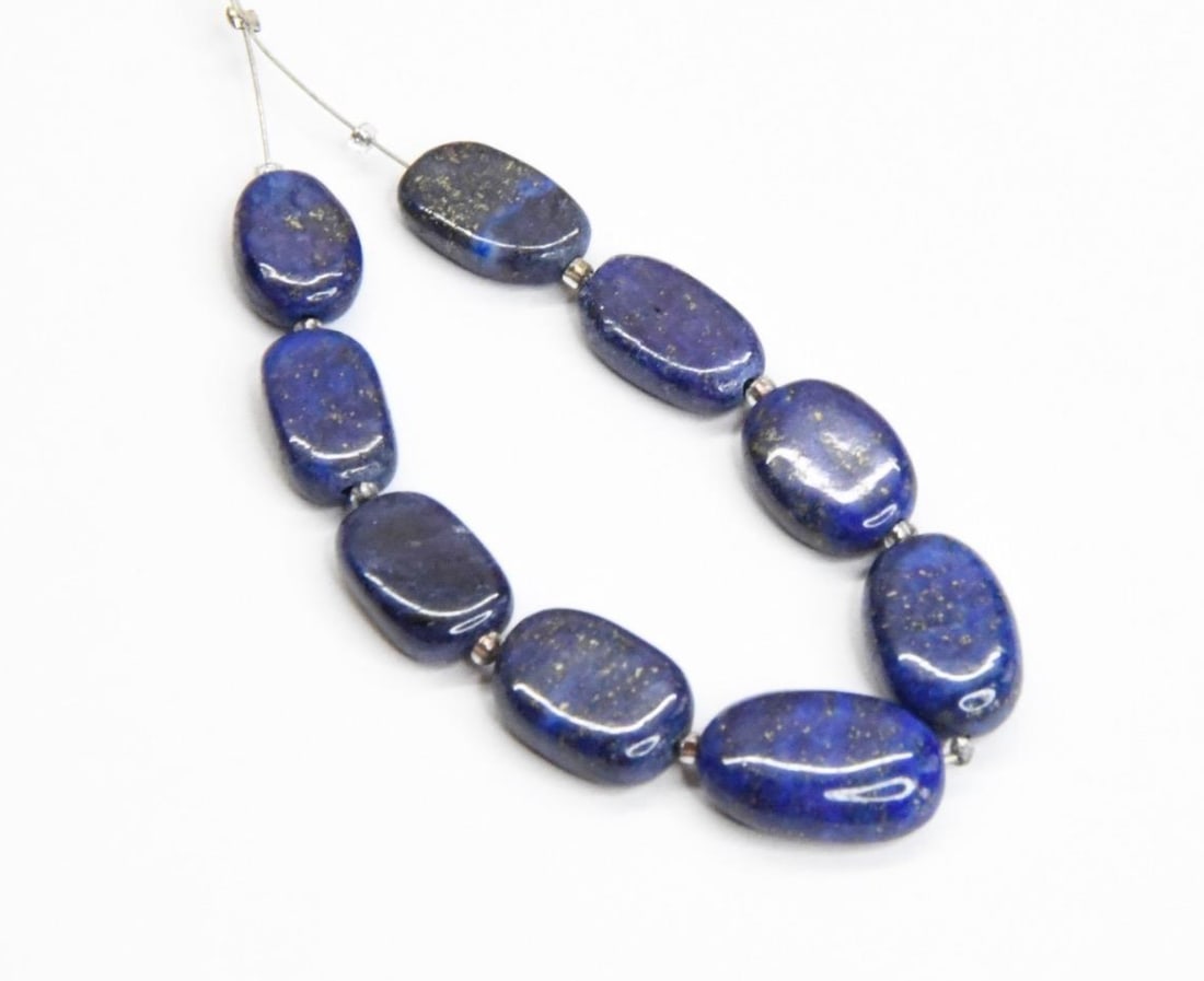 NATURAL LAPIS BEADS OVAL 7X9 - 8X13 MM 9 PCS (1 of 1)