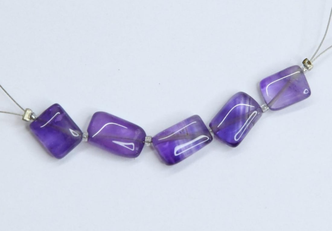NATURAL AMETHYST BEADS FANCY 7X9 - 7X11 MM 5 PCS, (4 TASSELS) (1 of 2)