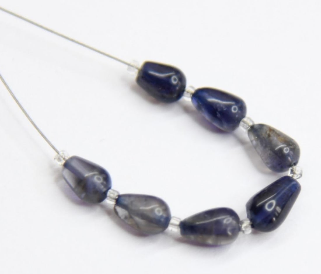 NATURAL IOLITE BEADS TOPDRILL BRIOLETTE 4X6 - 4X7 MM 7 PCS (3 TASSELS) (1 of 2)