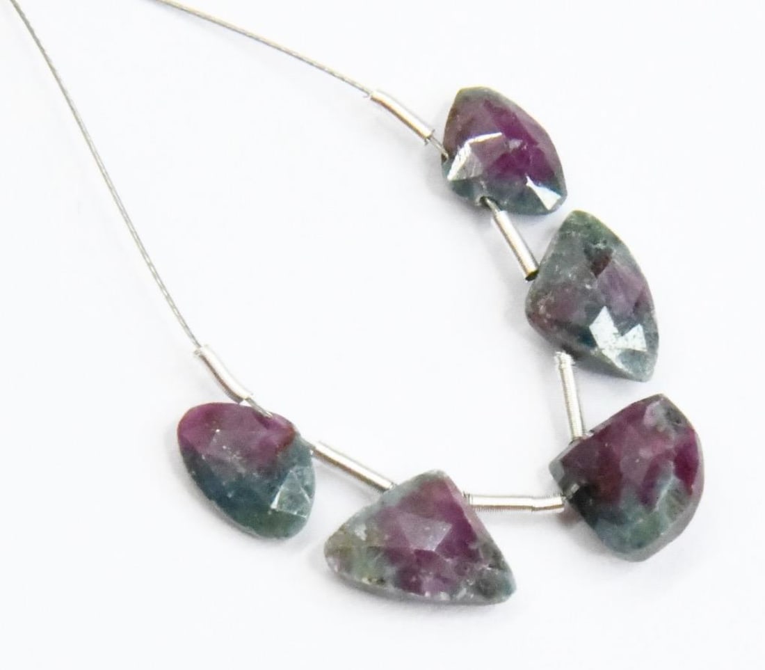 NATURAL RUBY ZOSITE BEADS FACETED FANCY 6X8.5 - 7.5X10 MM 5 PCS (1 of 1)