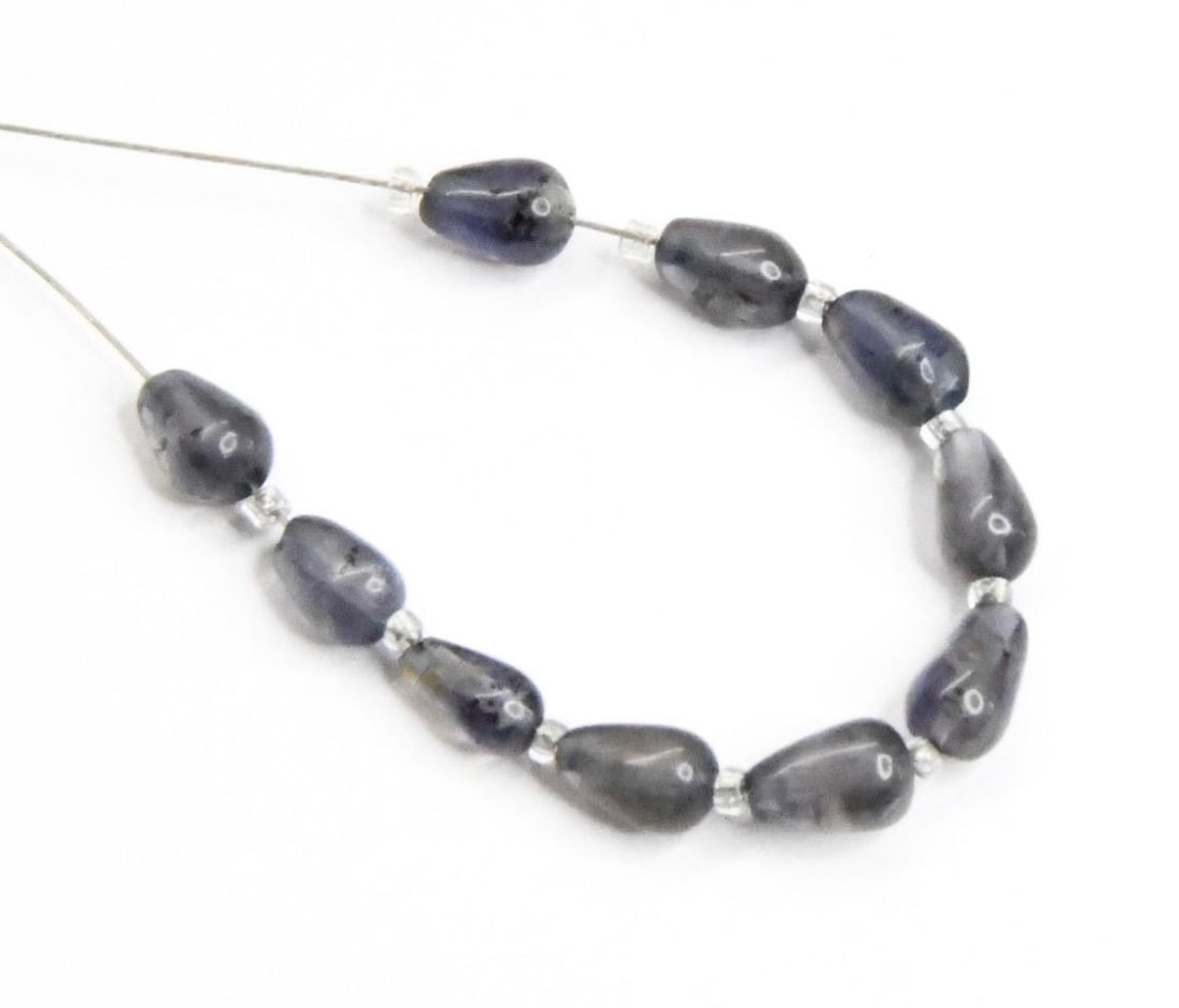 NATURAL IOLITE BEADS BRIOLETTE 3X5 - 4x5 10 PCS (4 TASSELS) (1 of 2)