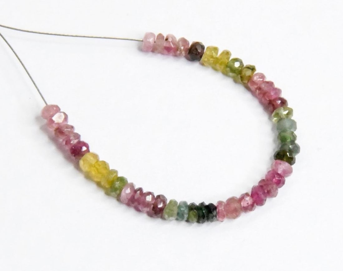 NATURAL MULTI TOURMALINE BEADS FACETED RONDELLE 3.5 MM 43 PCS (4 TASSELS) (1 of 2)