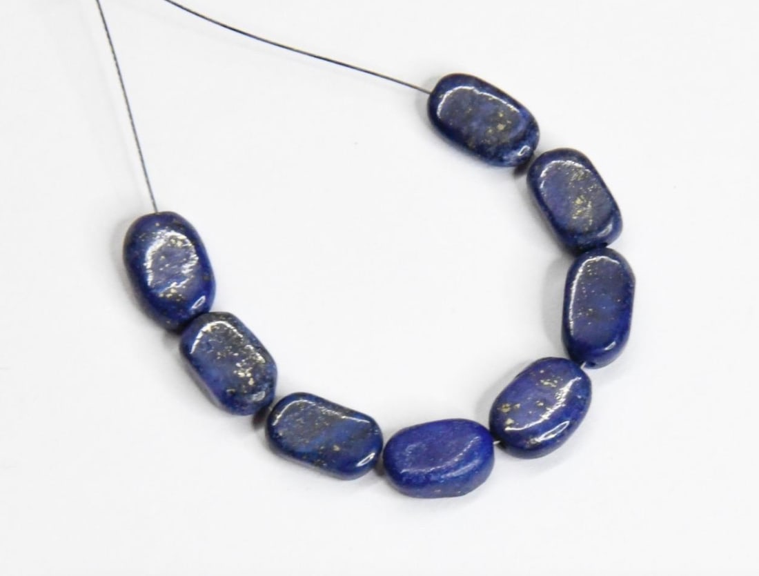 NATURAL LAPIS BEADS OVAL 6X9.5 - 7X10 MM 8 PCS (1 of 2)