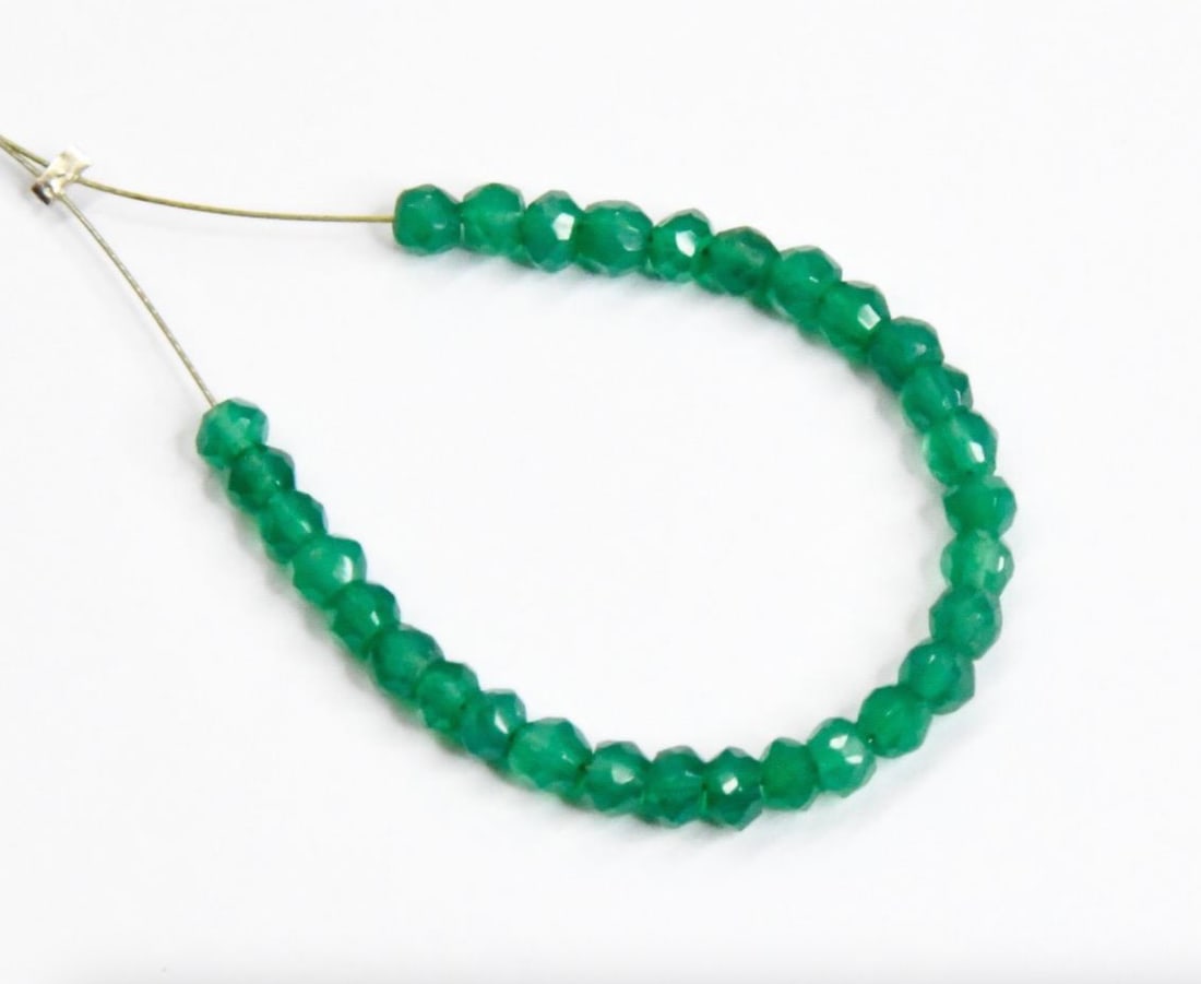 NATURAL GREEN ONYX BEADS FACETED RONDELLE 3.5 MM 30 PCS (1 of 2)