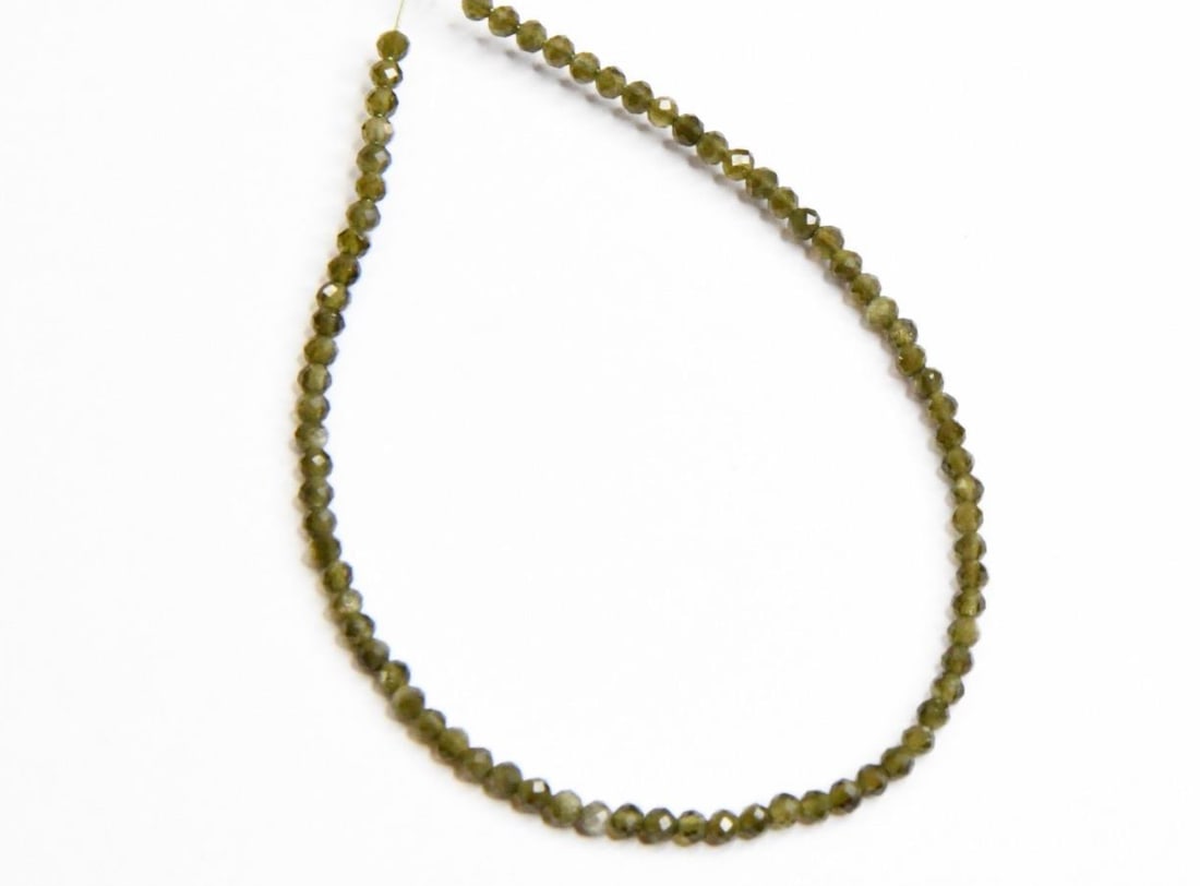NATURAL CAT'S EYE BEADS FACETED ROUND 2 MM, 5" STRAND (1 of 1)