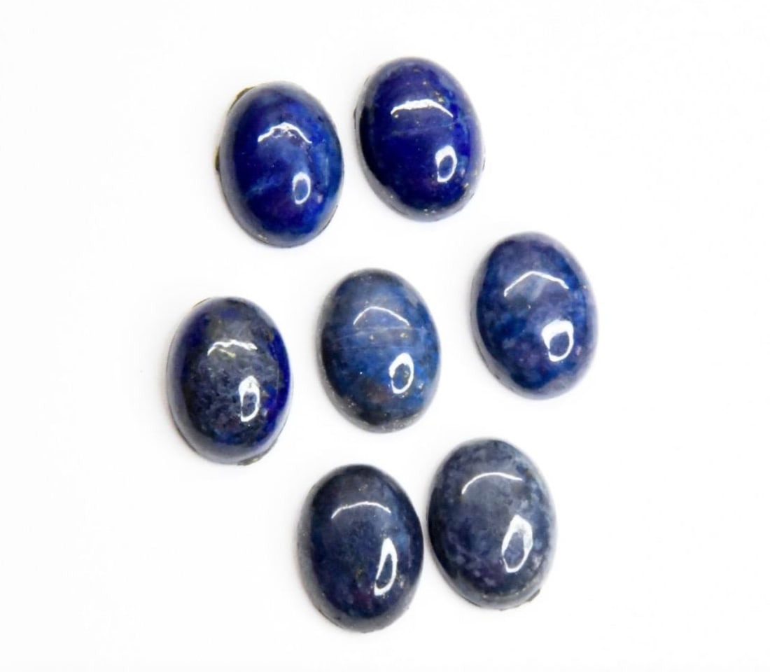 NATURAL LAPIS CABOCHON BEADS OVAL CABOCHONS 7 PCS 12X16 MM (1 of 1)