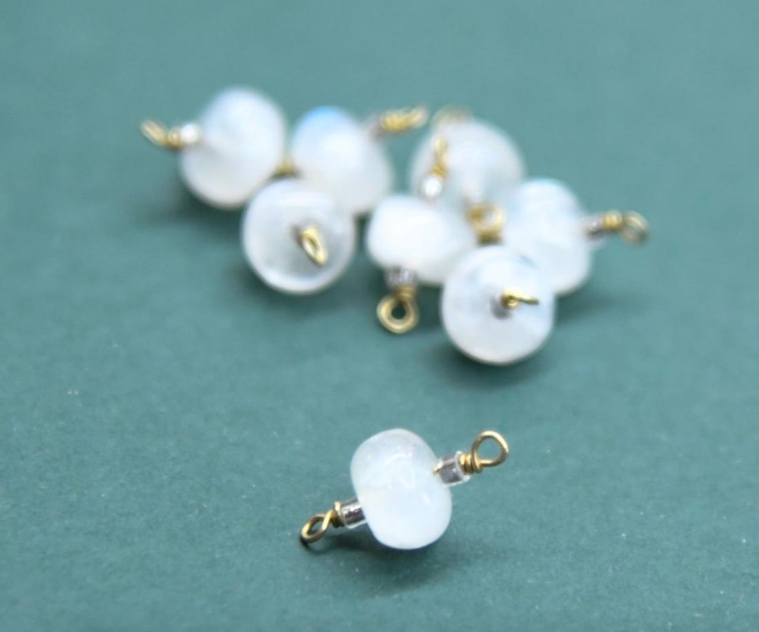 NATURAL RAINBOW MOONSTONE BEADS RONDELLE 6 - 6.5 MM SOLID 925 SILVER 8 PCS (1 of 2)