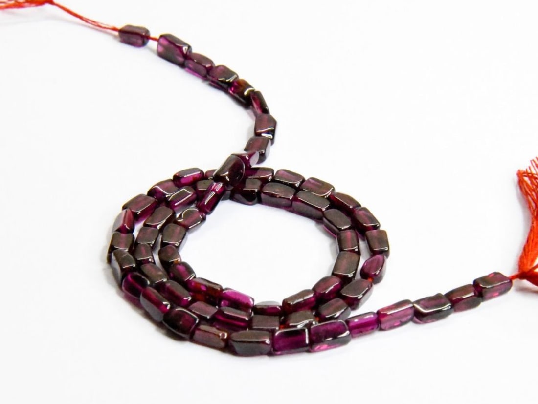 NATURAL GARNET BEADS CUBE 3X4 - 3X6 MM 13" STRAND (1 of 2)
