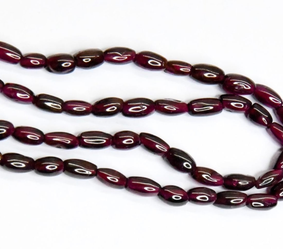 NATURAL GARNET BEADS RICE 3X5 - 4X7 MM 12" STRAND (1 of 2)