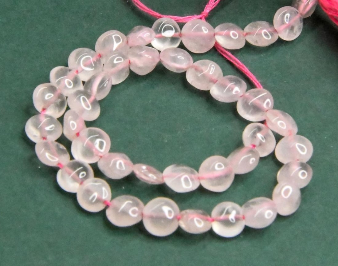 NATURAL ROSE QUARTZ BEADS COIN 4.5 - 5 MM, 7" STRAND (1 of 1)