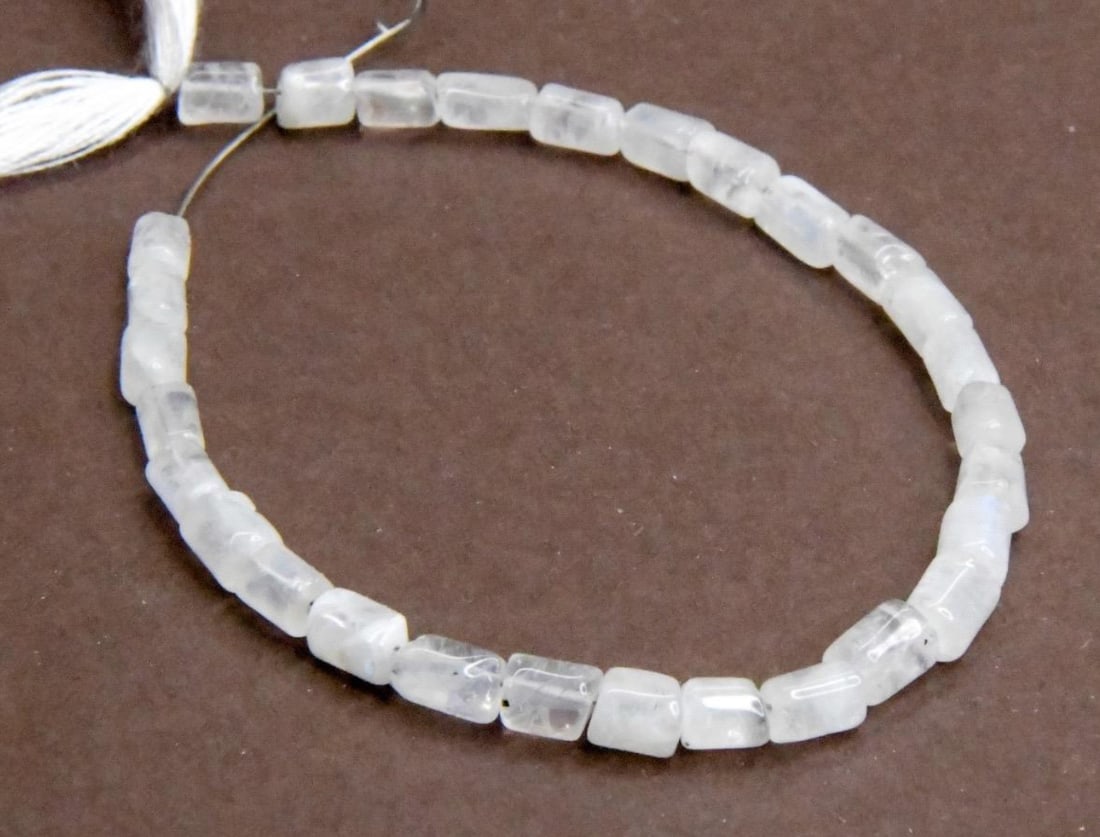 NATURAL RAINBOW MOONSTONE BEADS TUBE 3X4 - 3X5, 5.5" STRAND (1 of 2)
