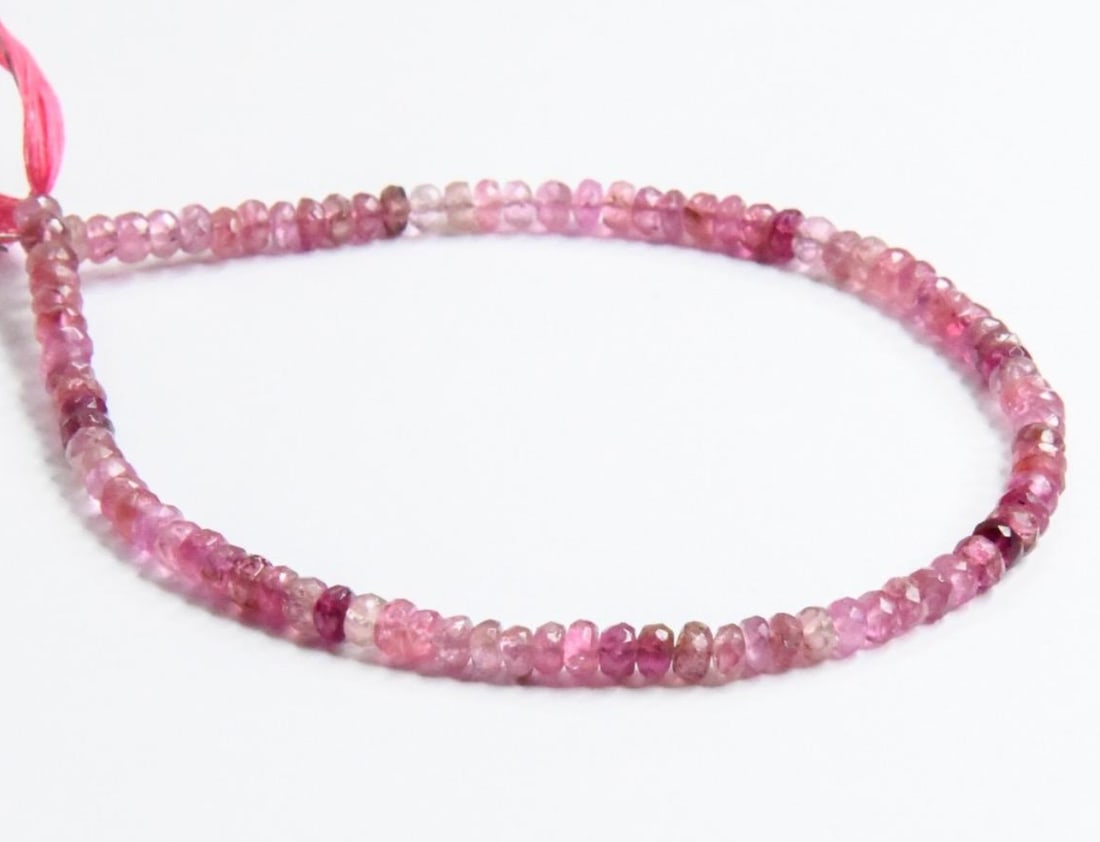 NATURAL PINK TOURMALINE BEADS FACETED RONDELLE 3.5 MM, 8" STRAND (1 of 3)