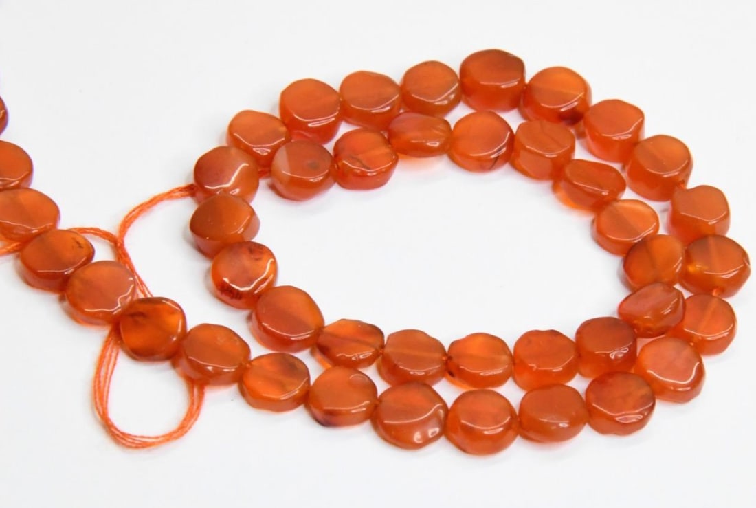 NATURAL CARNELIAN BEADS COIN 6.5 - 7 MM, 12" STRAND (1 of 1)