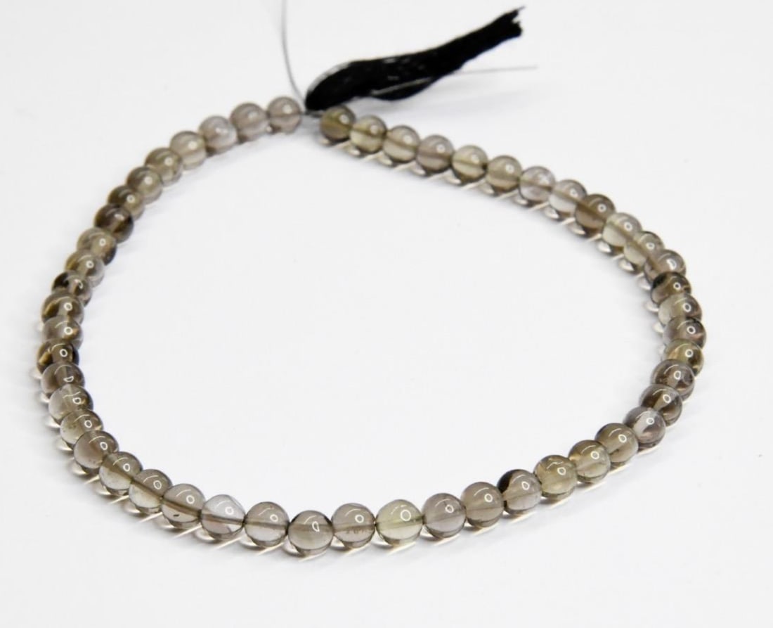 NATURAL SMOKY QUARTZ BEADS ROUND 4.5 MM, 9" STRAND (1 of 1)