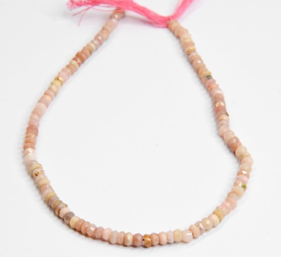 NATURAL PINK OPAL BEADS FACETED RONDELLE 3 - 3.5 MM, 9" STRAND (1 of 1)