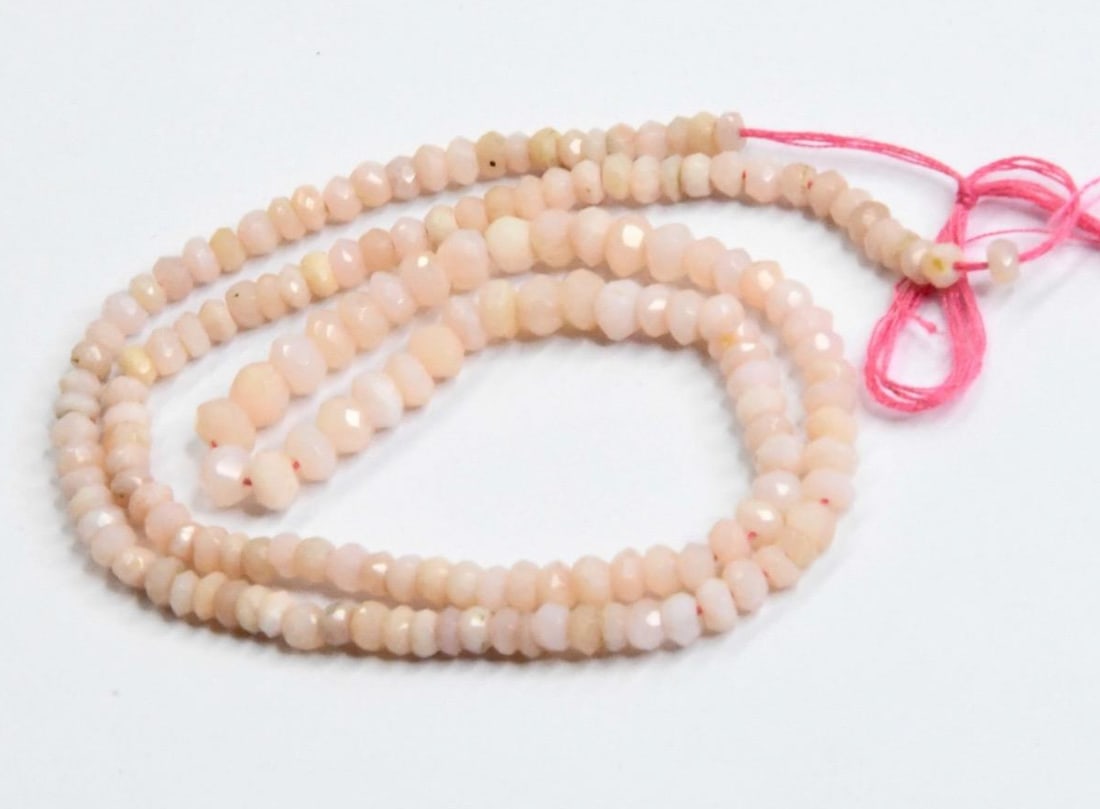 NATURAL PINK OPAL BEADS FACETED RONDELLE 3 - 4.5 MM, 14" STRAND (1 of 1)