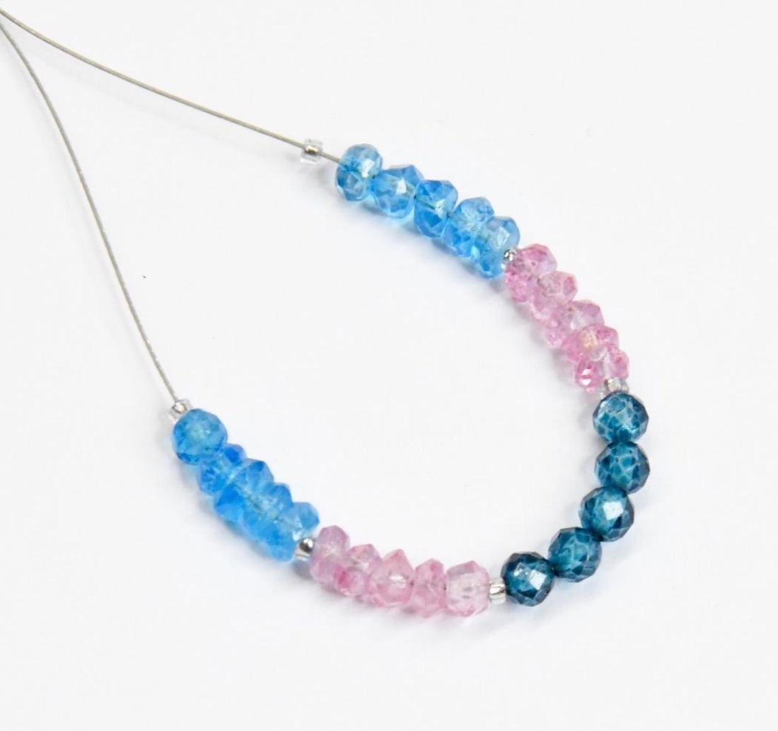 MULTI TOPAZ (COATED) BEADS FACETED RONDELLE 3.5 MM, 25 PCS (4 TASSELS) (1 of 2)