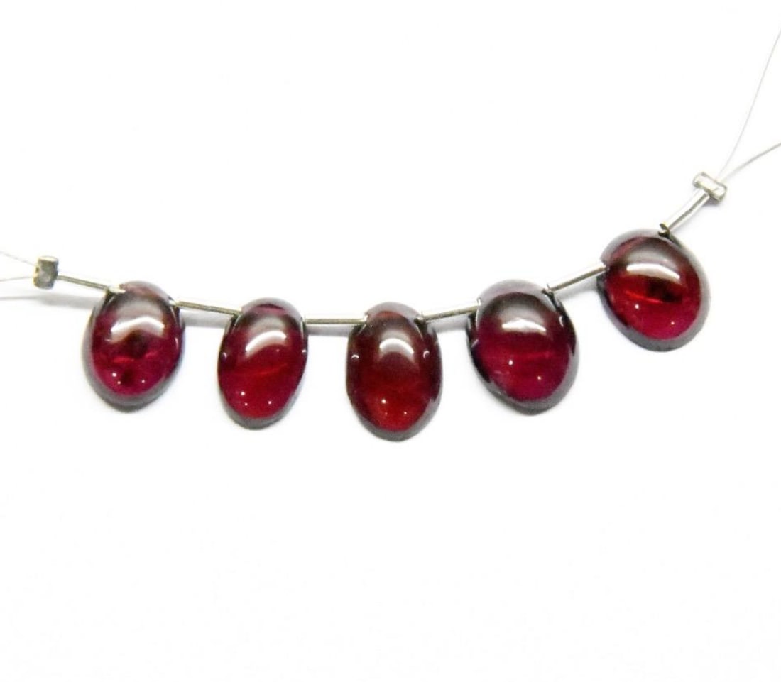 NATURAL GARNET BEADS FLATBACK OVAL 6X9 - 8X10 MM, 5 PCS: These are natural, earth mined and hand crafted with precision. Stone: Garnet, Stone Shape: Flatback Oval, Stone Size: 6.5x9 - 8.10 mm, Width: 3 - 3.5 mm. The photographs are generally enlarged to sho