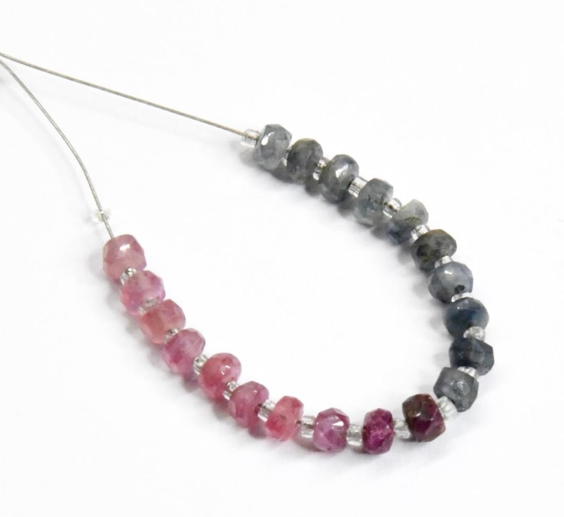 NATURAL RUBY & SAPPHIRE BEADS FACETED RONDELLE 3.5 - 4MM, 20 PCS (1 of 2)