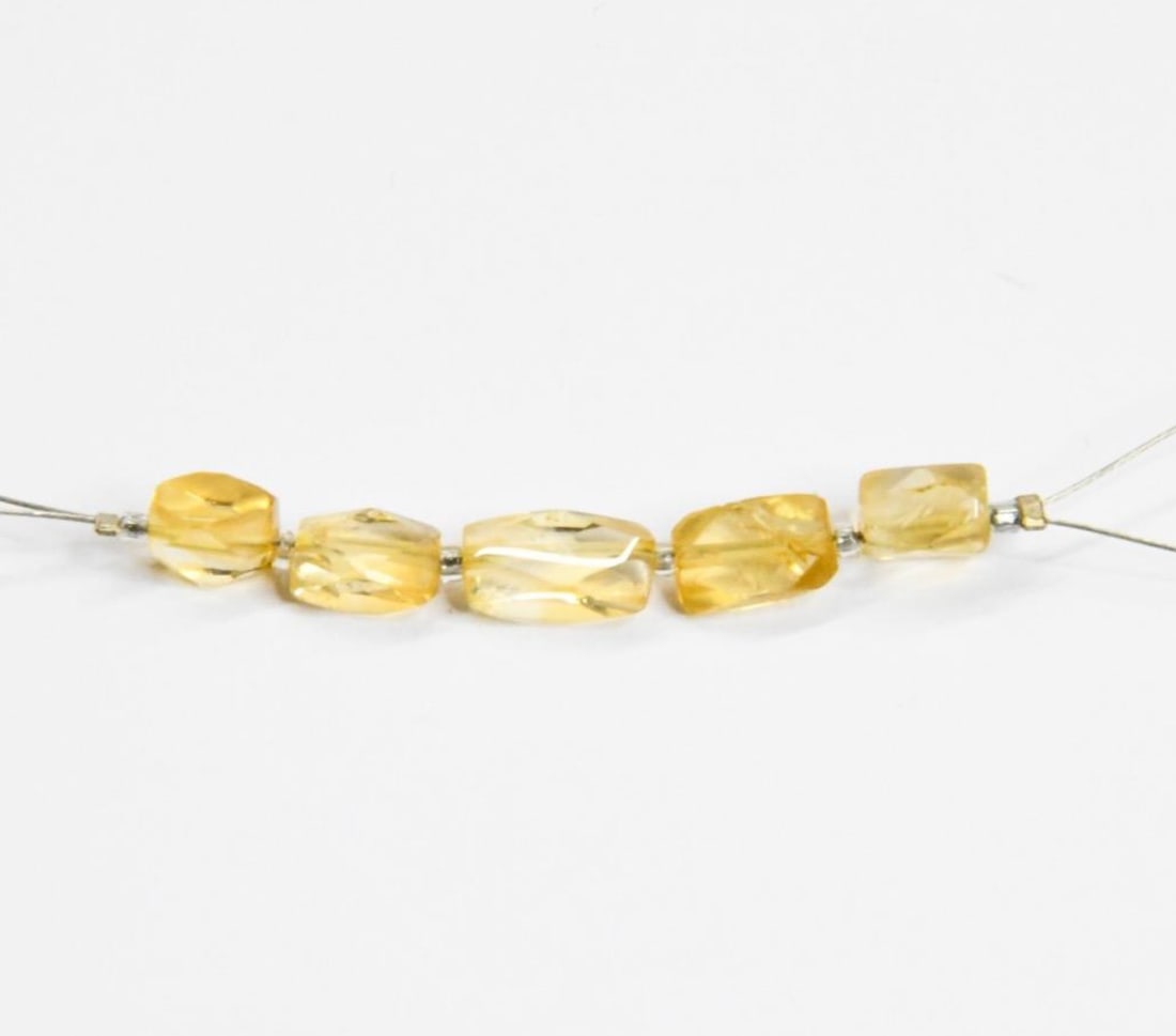 NATURAL FINE CITRINE BEADS FACETED CUBE 5X6 - 5X7 MM 5 PCS: These are natural, earth mined and hand crafted with precision. Stone: Citrine, Stone Shape: Faceted Cube, Stone Size: 5x6.5 - 5x7 mm, Width: 3 - 4 mm, Weight: approx. 6.5 carats. The photographs are