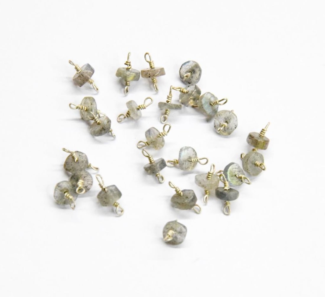 NATURAL LABRADORITE BEADS HESHI 5 MM SOLID 925 STERLING SILVER 25 PCS: These are natural, earth mined and hand crafted with precision. Stone: Labradorite, Stone Shape: Tyre, Stone Size: 5 mm, Width: 1.5 - 2 mm, Weight: approx. 14.8 carats. The photographs are generally e