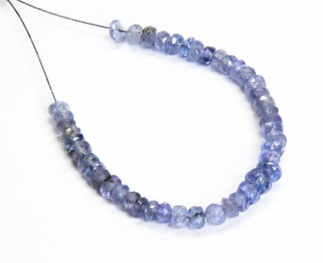 NATURAL TANZANITE BEADS FACETED RONDELLE 3 - 4 MM, 44 PCS (1 of 2)