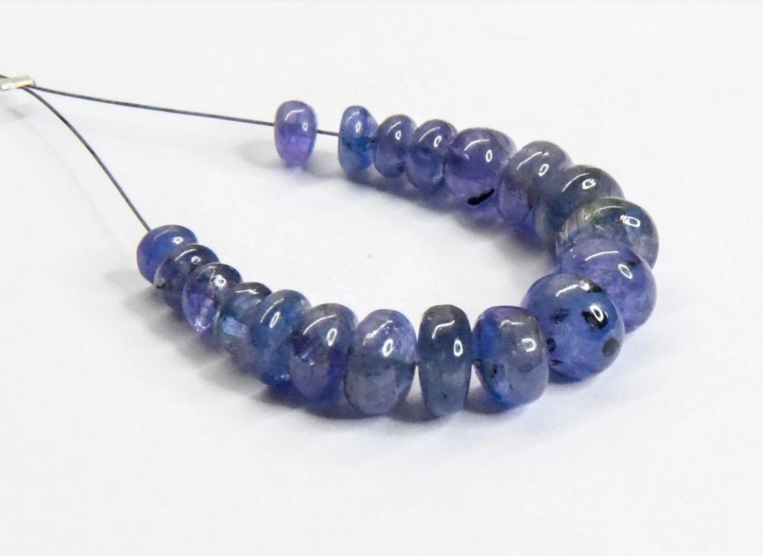 NATURAL TANZANITE BEADS RONDELLE 4 - 7 MM, 19 PCS (1 of 1)