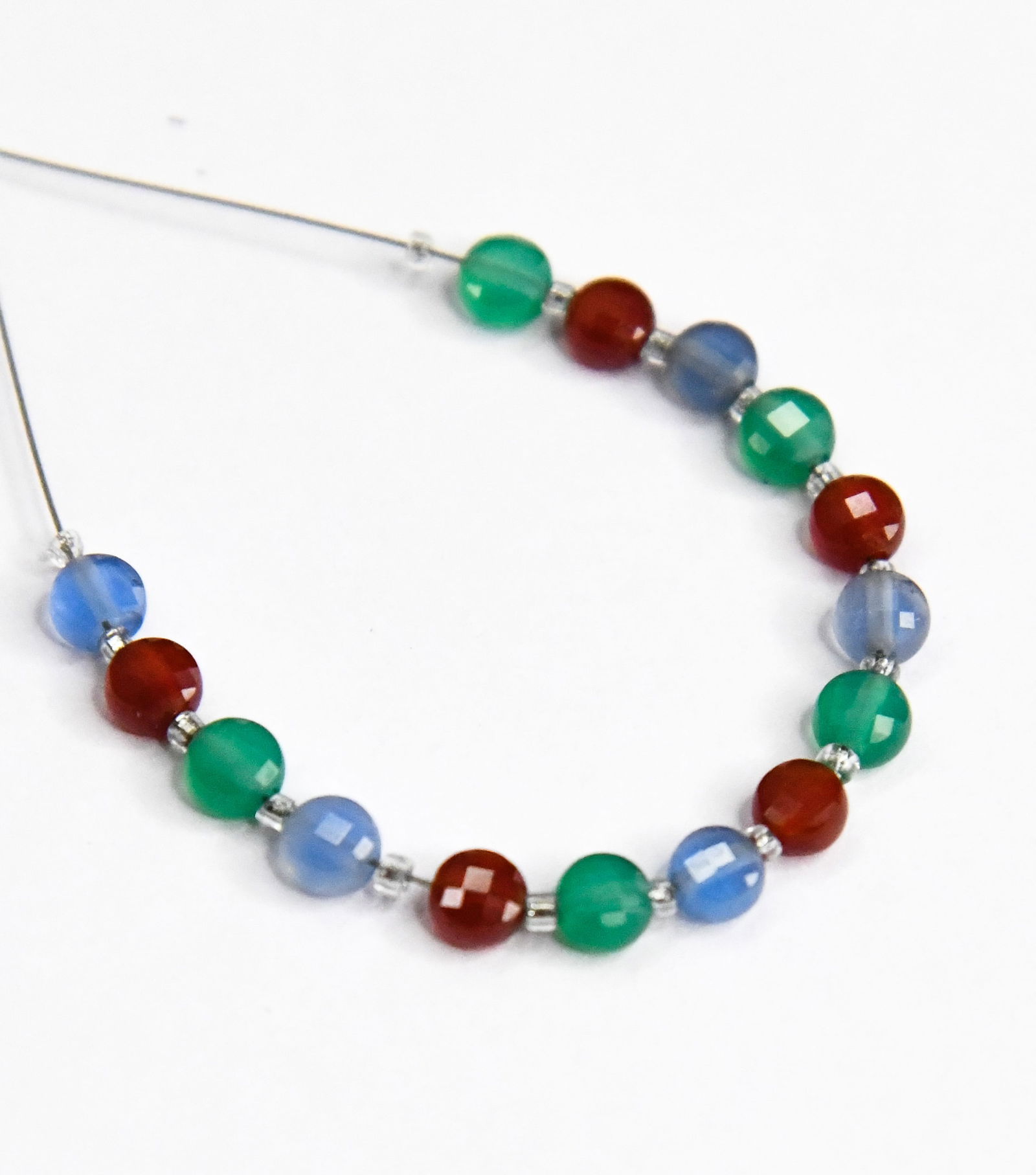 NATURAL MULTI GEMSTONE BEADS FACETED COIN 4 MM 15 PCS (4 TASSELS) (1 of 2)