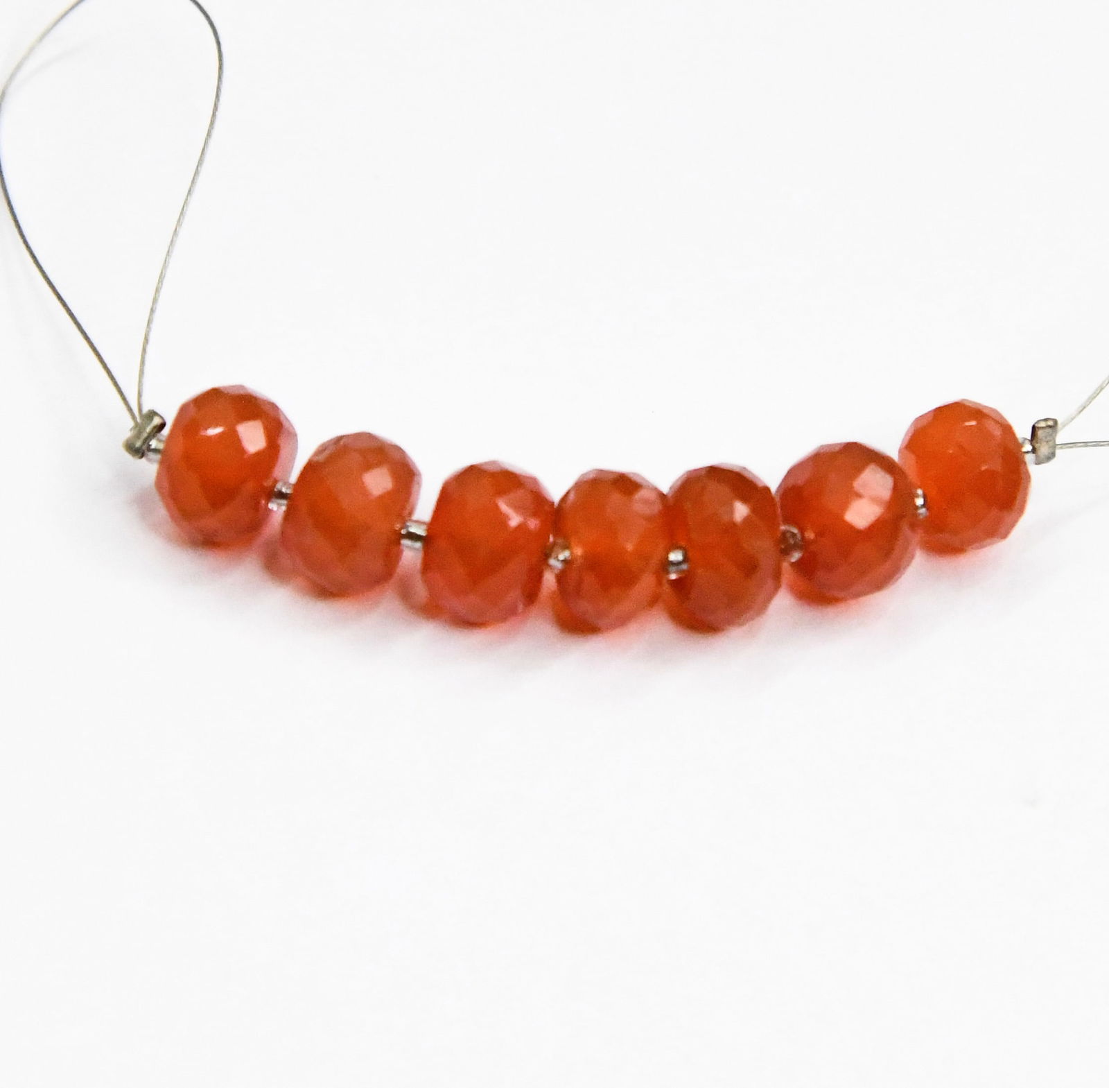 NATURAL CARNELIAN BEADS FACETED RONDELLE 7.5 - 8 MM 7 PCS (4 TASSELS) (1 of 1)
