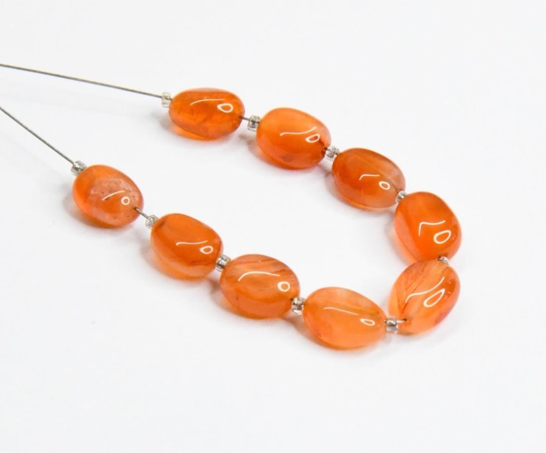 NATURAL CARNELIAN BEADS OVAL 6X8 - 6X8 MM, 9 PCS (1 of 2)