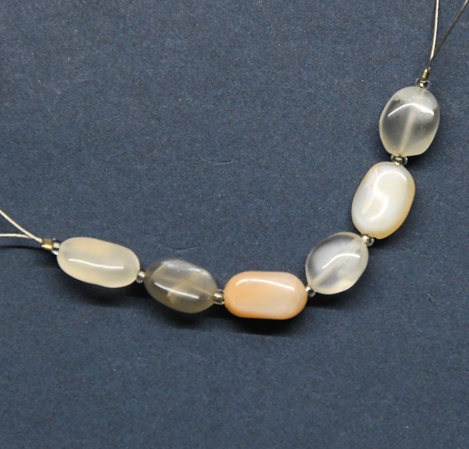 NATURAL MULTI MOONSTONE BEADS OVAL 6X7 - 6X9 MM 6 PCS (3 TASSELS) (1 of 2)