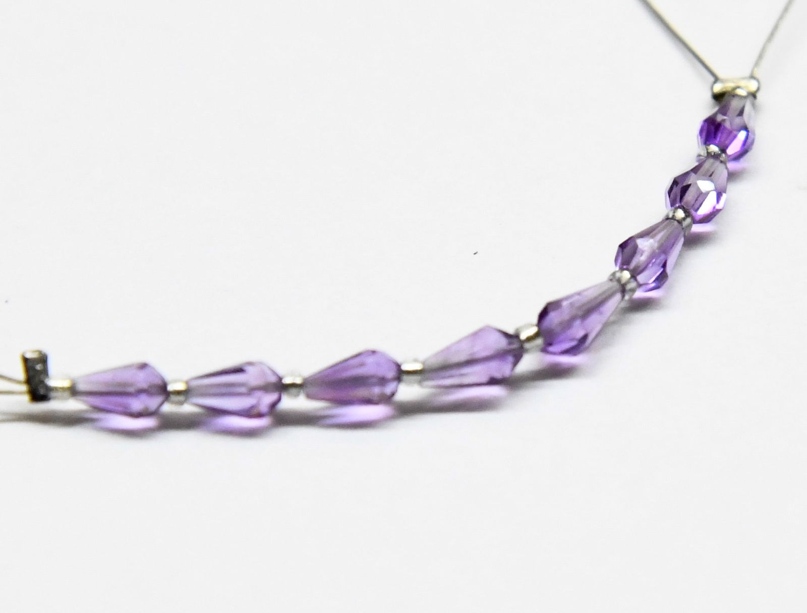 NATURAL AMETHYST BEADS FACETED FANCY 2X4 - 2X5 MM 8 PCS (4 TASSELS) (1 of 2)