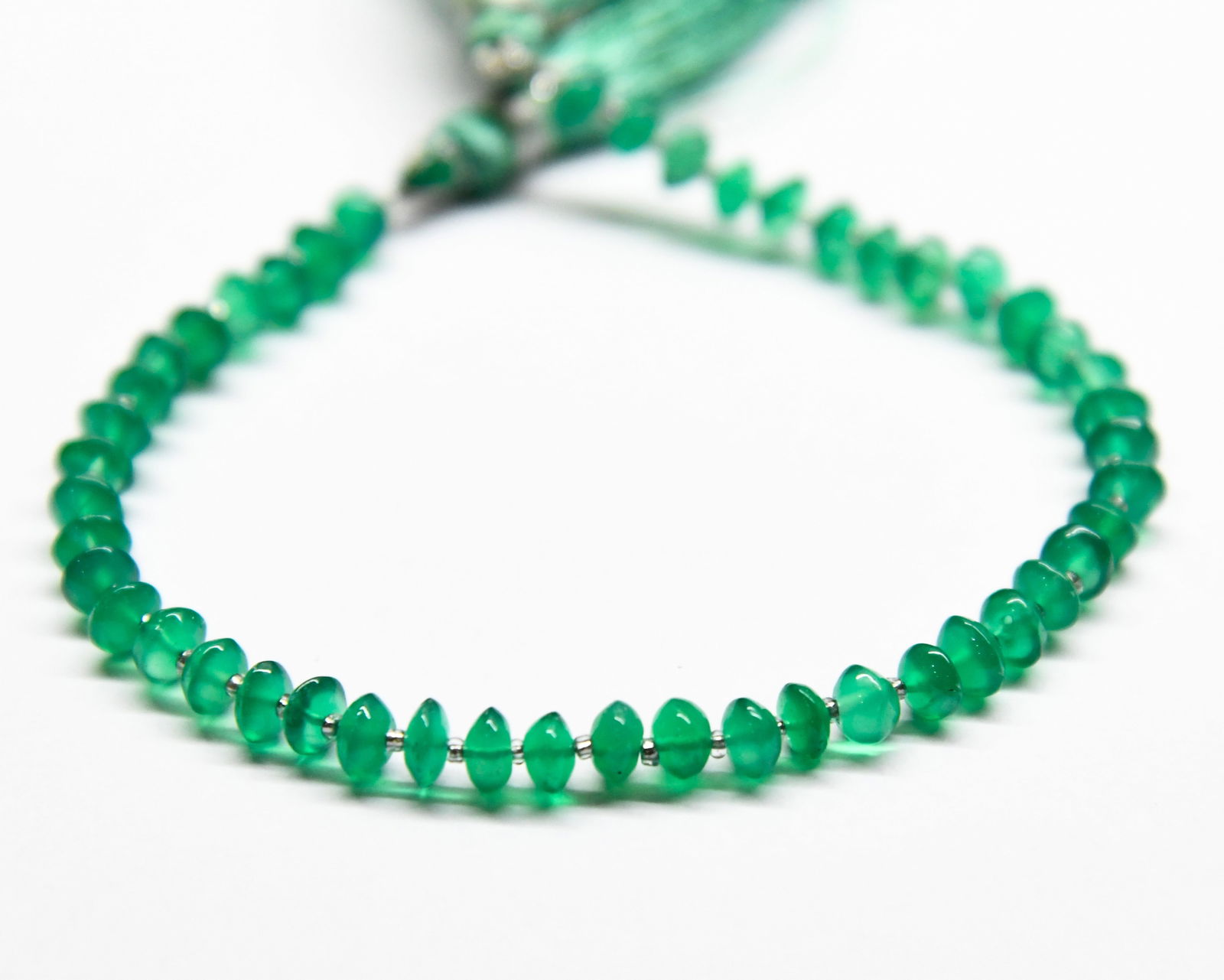 NATURAL GREEN ONYX BEADS RONDELLE 5 MM 7" STRAND (1 of 1)