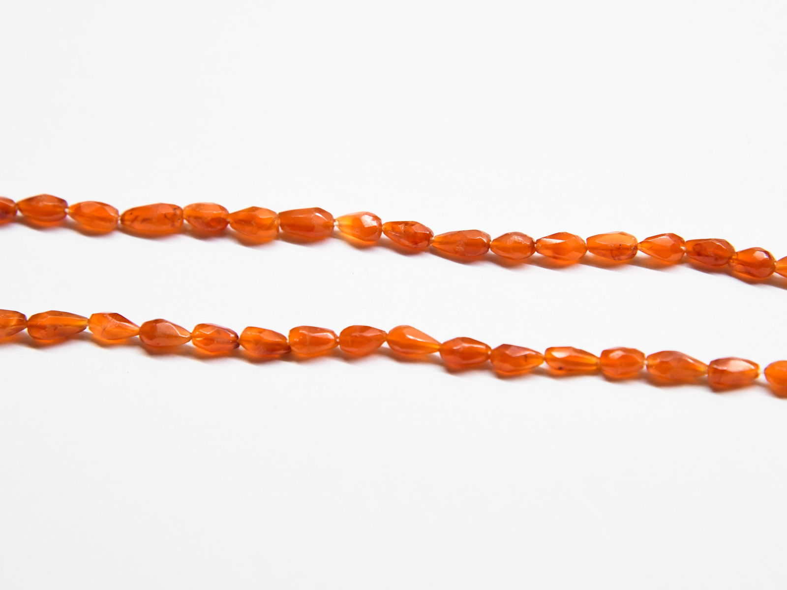 NATURAL CARNELIAN BEADS FACETED BRIOLETTE 4X7 - 4X9 MM 14" STRAND (3 LINES) (1 of 1)