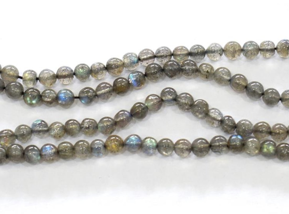 NATURAL LABRADORITE BEADS ROUND 3 MM 13.5" STRAND (2 LINES) (1 of 2)