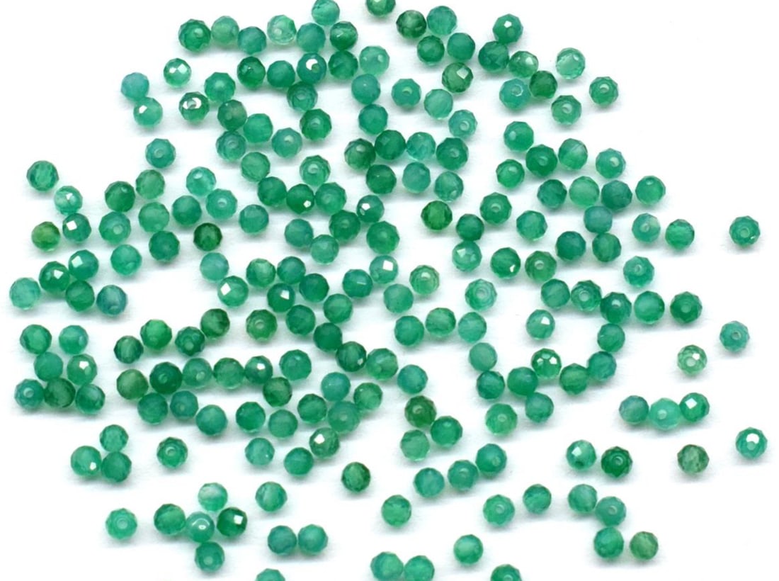 NATURAL GREEN ONYX BEADS FACETED ROUND 2 MM 50 PCS (3 TASSELS) (1 of 1)