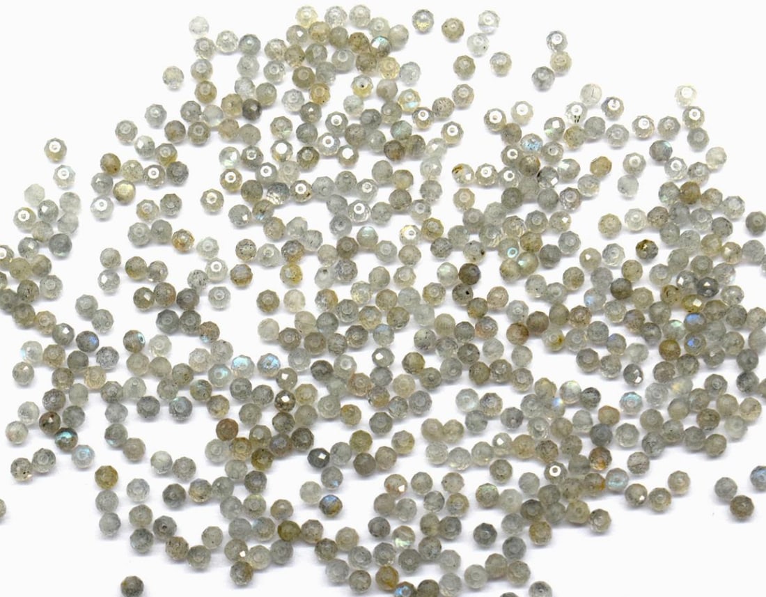 NATURAL LABRADORITE BEADS FACETED ROUND 2.5 MM - 50 PIECES (3 BAGS) (1 of 2)