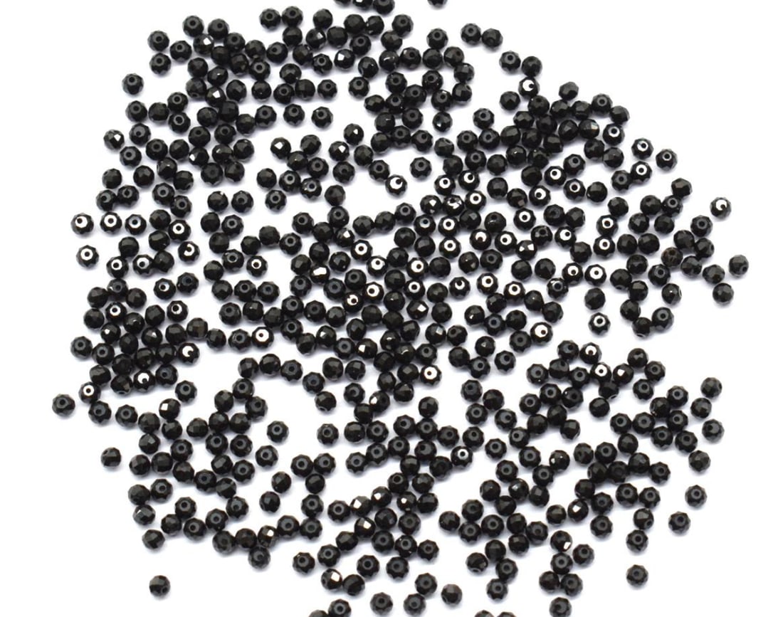 NATURAL BLACK SPINEL BEADS FACETED ROUND 2.5 MM - 50 PIECES - (3 BAGS) (1 of 1)