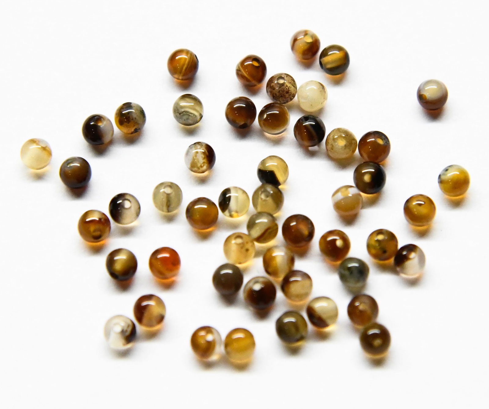 NATURAL BROWN AGATE BEADS ROUND 3 MM - 50 PCS (3 BAGS) (1 of 1)