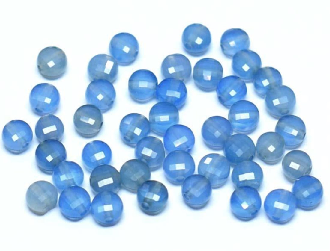 BLUE CHALCEDONY BEADS FACETED COIN 4 MM - 50 PCS (1 of 1)