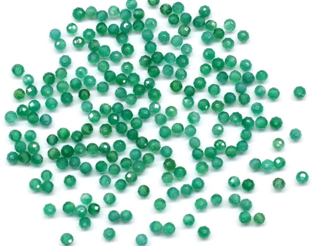 NATURAL GREEN ONYX BEADS FACETED ROUND 2 MM - 50 PCS (5 BAGS) (1 of 2)