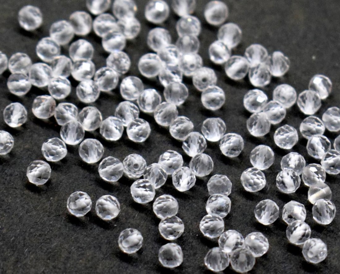 NATURAL CRYSTAL BEADS FACETED ROUND 3 - 3.5 MM, 50 PCS (1 of 1)