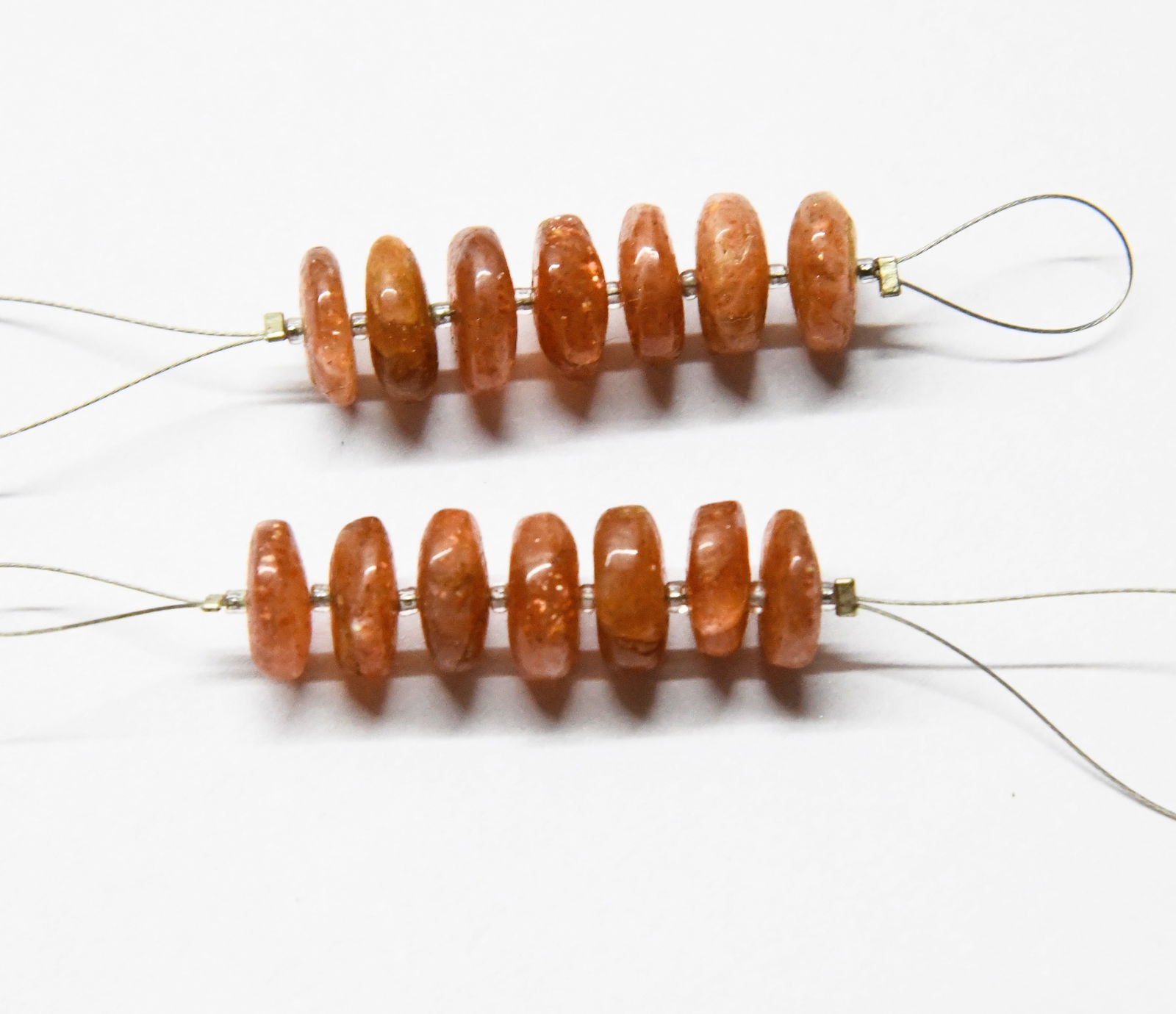 NATURAL SUNSTONE BEADS RONDELLE 10 MM - 7 PCS (2 TASSELS) (1 of 1)