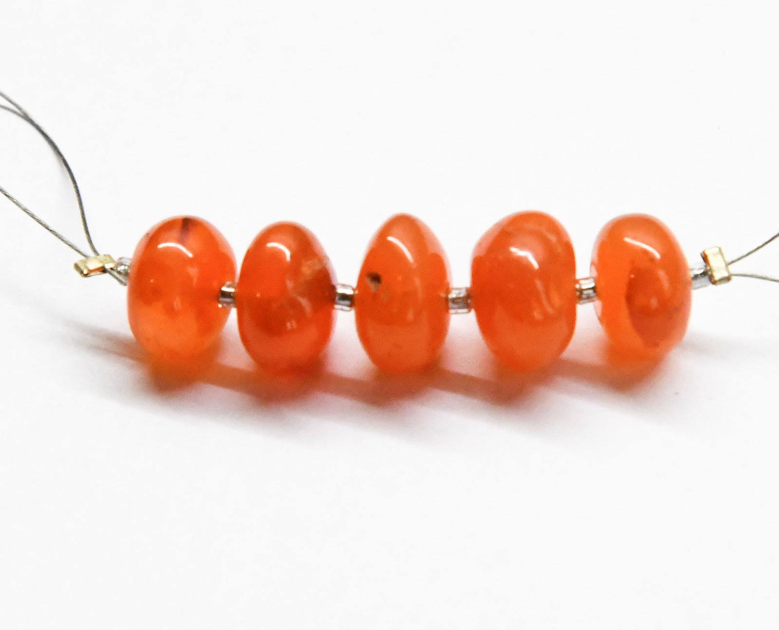 NATURAL CARNELIAN BEADS RONDELLE 8 - 9 MM 5 PCS - (4 TASSELS) (1 of 2)