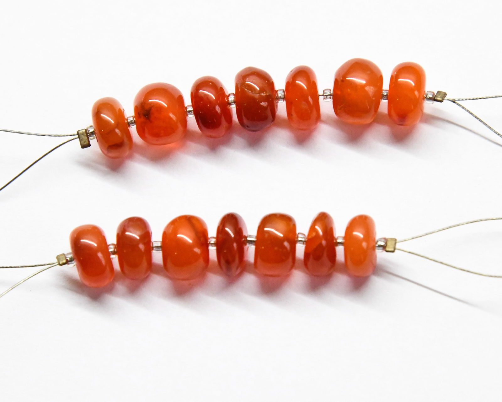 NATURAL CARNELIAN BEADS RONDELLE 8 - 8.5 MM 7 PCS - (2 TASSELS) (1 of 1)