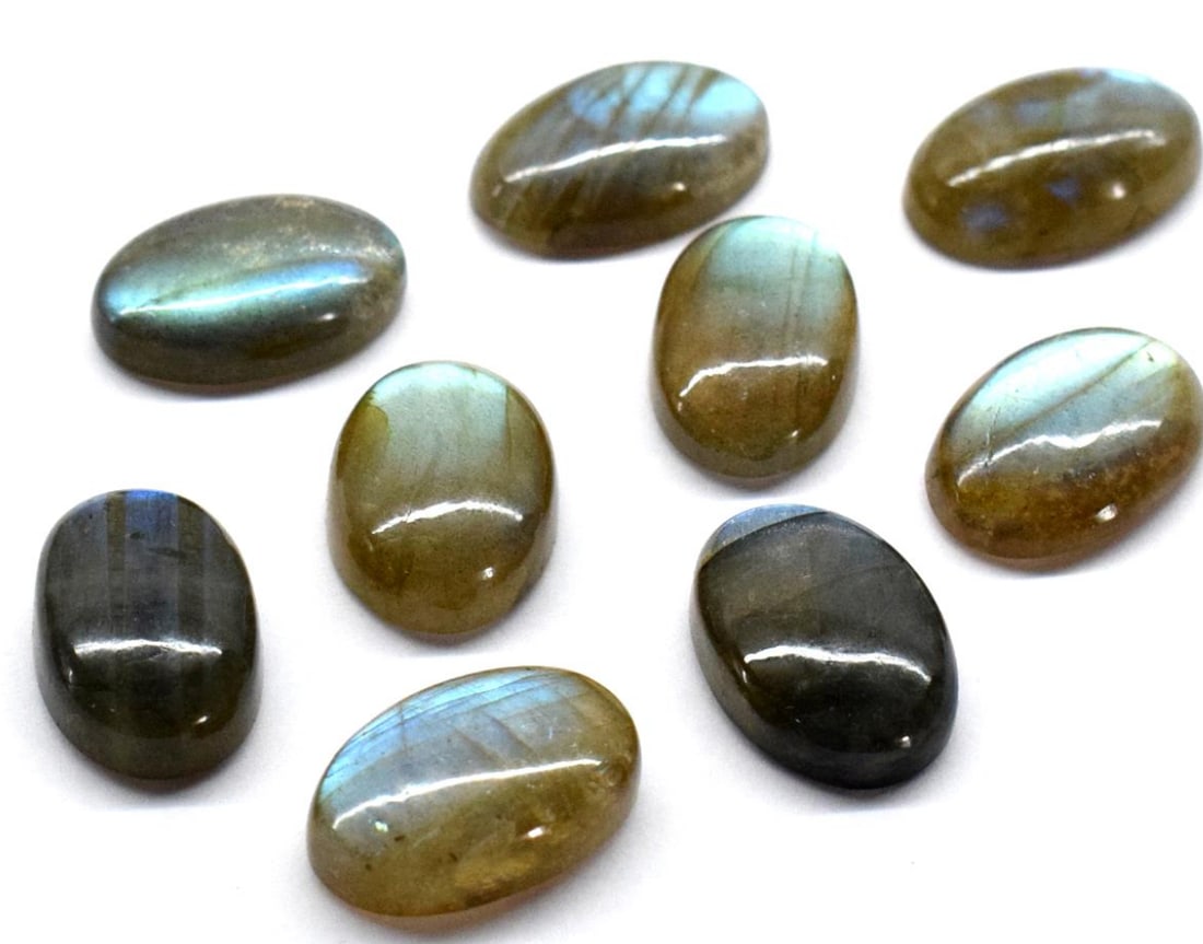 NATURAL BLUE HUE LABRADORITE CABOCHONS OVAL 15X21 MM, 7 PCS (1 of 1)