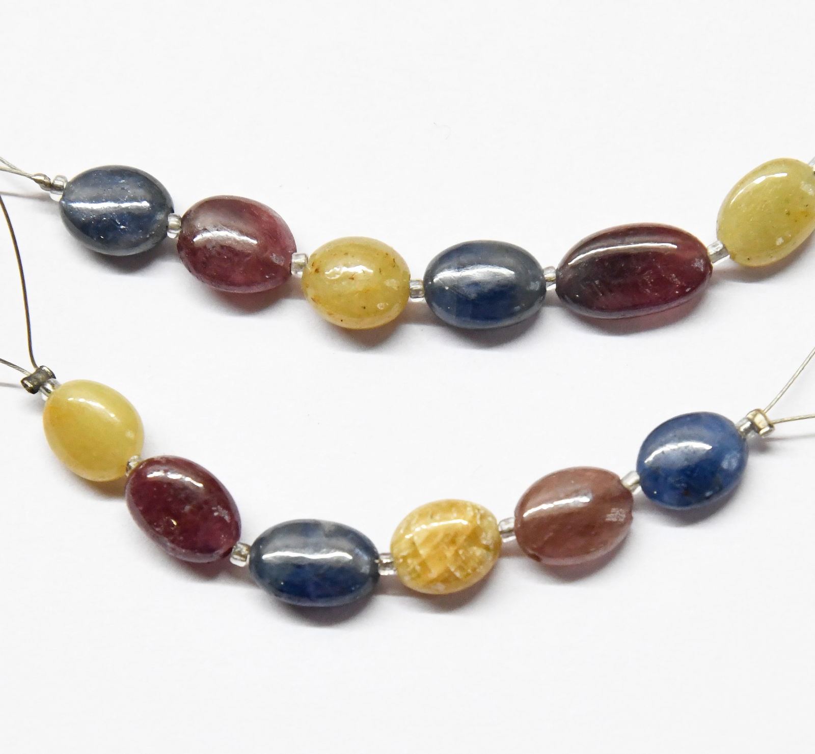 NATURAL MULTI SAPPHIRE BEADS OVAL 6X8 - 7X11 MM 6 PCS (2 TASSELS) (1 of 1)